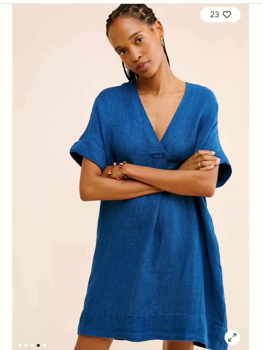 FAHERTY LINEN SANIBEL DRESS in INDIGO BLUE SHIFT COVERUP SIZE MEDIUM